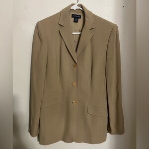 ANN TAYLOR‎ Tan 3 Button Wool Blend Fully Lined Blazer Women's Size 8
